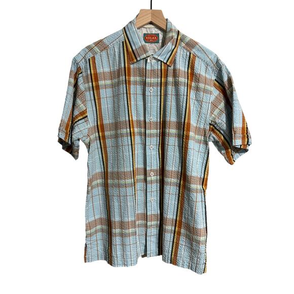 Tommy Bahama Seersucker Plaid Button Down Large - Picture 1 of 5
